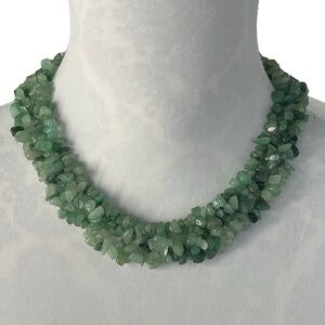 Green Aventurine Chip Bead Statement Necklace